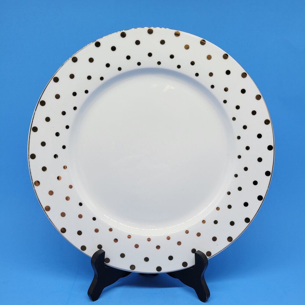 Grace's Teaware Gold Dots Rim 10.5" Dinner Plate